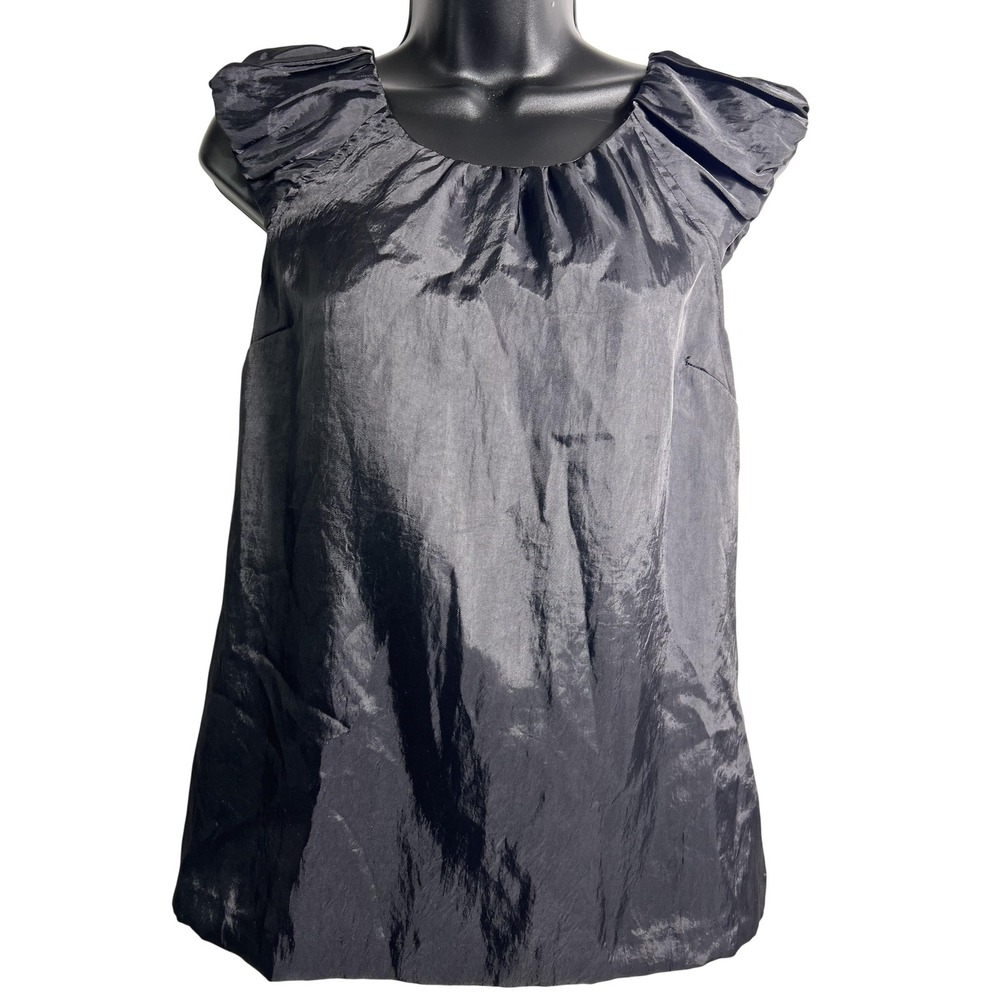 Express Shirt Womens XS Black Sleeveless Ruffle Shoulder Blouse Top Dressy